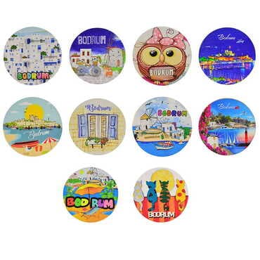 Bodrum Themed Wooden Custom Printed Souvenir Coaster 100 mm - 4