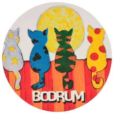 Bodrum Themed Wooden Custom Printed Souvenir Coaster 100 mm - 6