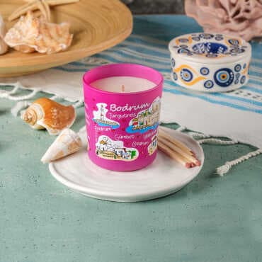 Bodrum Themed Glass Candle - 3