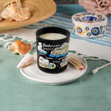 Bodrum Themed Glass Candle - 4