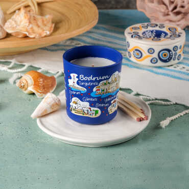 Bodrum Themed Glass Candle - 5