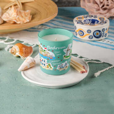 Bodrum Themed Glass Candle - 6