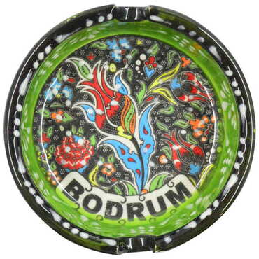 Bodrum Themed Turkish Ceramic Special Relief Ashtray Big Size - 2