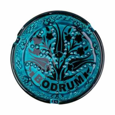Bodrum Themed Turkish Ceramic Turquoise Ashtray Small Size