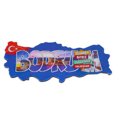 Bodrum Themed Metallic Map Refrigerator Magnet - 9