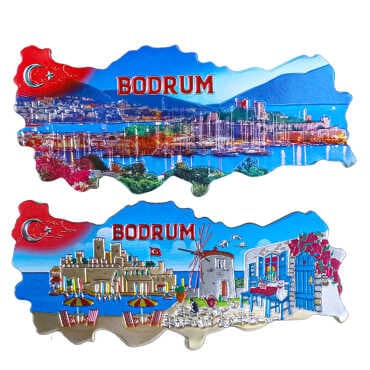 Bodrum Themed Metallic Map Refrigerator Magnet - 2