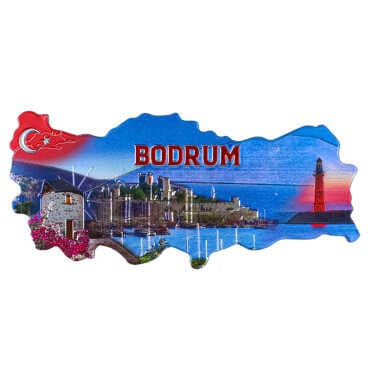 Bodrum Themed Metallic Map Refrigerator Magnet - 6