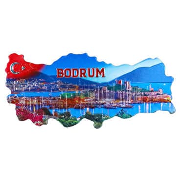 Bodrum Themed Metallic Map Refrigerator Magnet - 8