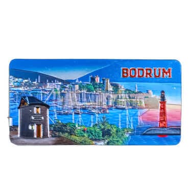 Bodrum Themed Metallic Refrigerator Magnet 50x100 mm