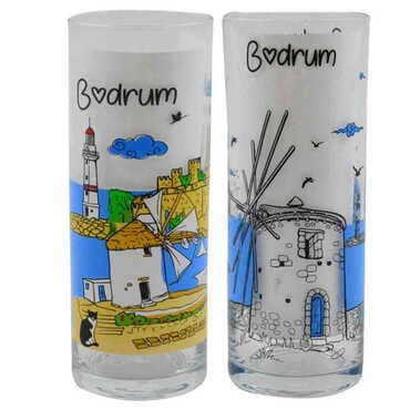 Toptan Bodrum Temalı Myros Baskili Raki Bardaği - 4