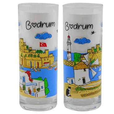 Toptan Bodrum Temalı Myros Baskili Raki Bardaği - 5
