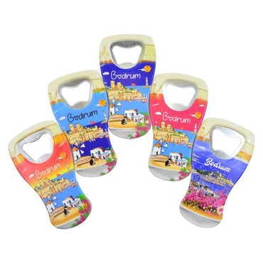Bodrum Themed Customised UV Printed Beer Glass Shape Plastic Base Bottle Opener 52x97 mm - 3