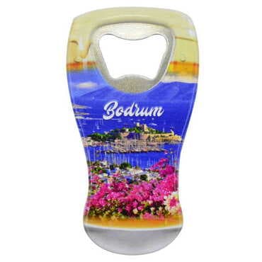 Bodrum Themed Customised UV Printed Beer Glass Shape Plastic Base Bottle Opener 52x97 mm - 5