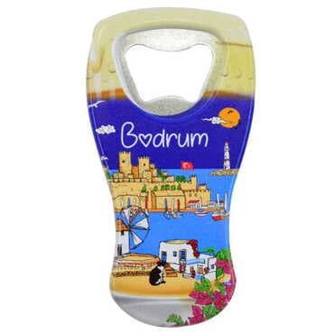 Bodrum Themed Customised UV Printed Beer Glass Shape Plastic Base Bottle Opener 52x97 mm - 7