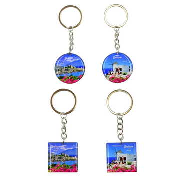 Bodrum Themed Double Face Printed Epoxy Keychain - 2