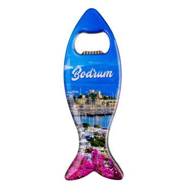 Bodrum Temalı Myros Metal Balık Açacak Magnet 120x43 mm - 1