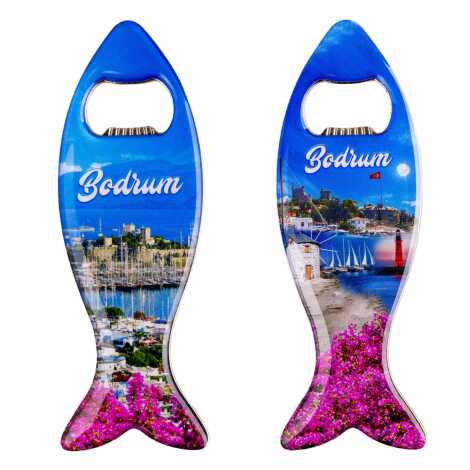 Bodrum Temalı Myros Metal Balık Açacak Magnet 120x43 mm - 2
