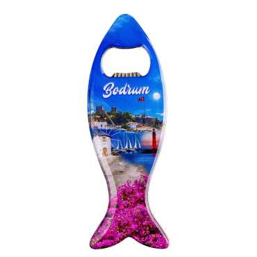 Bodrum Temalı Myros Metal Balık Açacak Magnet 120x43 mm - 3
