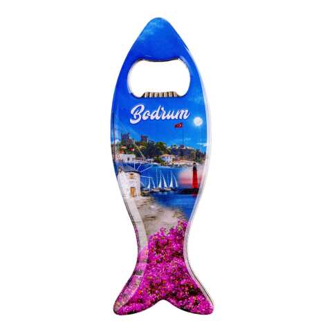 Bodrum Temalı Myros Metal Balık Açacak Magnet 120x43 mm - 3