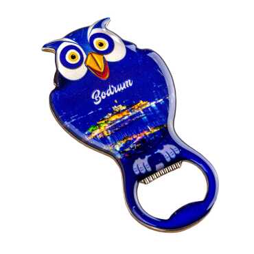 Bodrum Temalı Myros Metal Baykuş Açacak Magnet 88x47 mm - 4