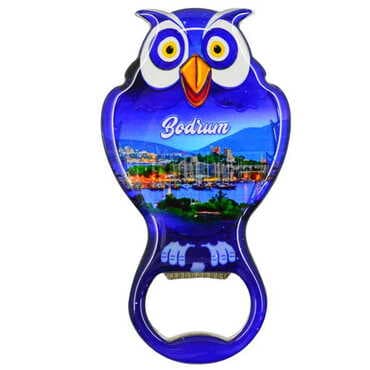 Bodrum Themed Owl Shaped Metal Magnetic Bottle Opener 88x47 mm - 6