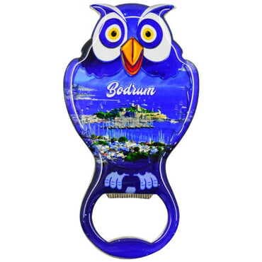 Bodrum Themed Owl Shaped Metal Magnetic Bottle Opener 88x47 mm - 8