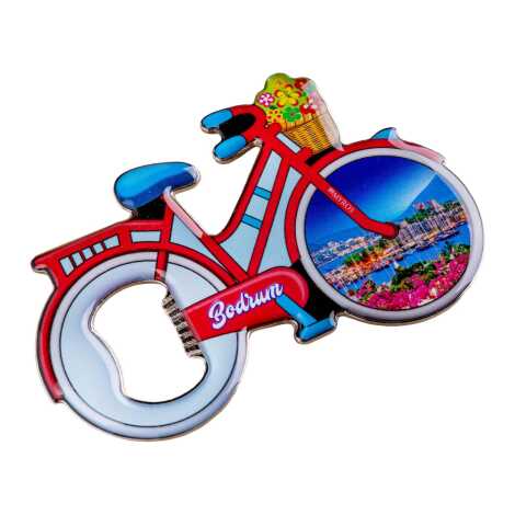 Bodrum Temalı Myros Metal Bisiklet Açacak Magnet 100x65 mm - 1