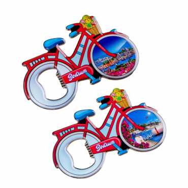 Bodrum Temalı Myros Metal Bisiklet Açacak Magnet 100x65 mm - 2