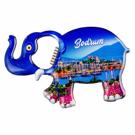 Bodrum Temalı Myros Metal Büyük Fil Açacak Magnet 100x60 mm - 1
