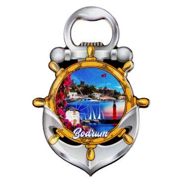 Bodrum Temalı Myros Metal Çapa Açacak Magnet 105x72 mm - Myros