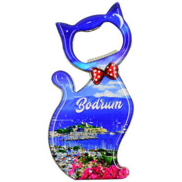 Bodrum Themed Cat Shaped Metal Magnetic Bottle Opener 97x48 mm - 8
