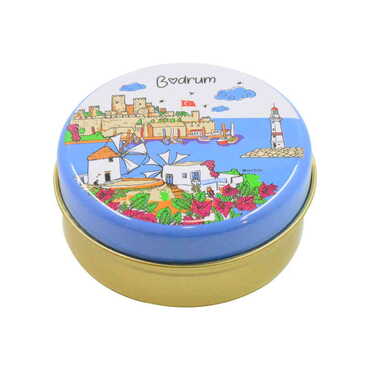 Toptan Bodrum Temalı Myros Metal Kutu Mum 73x35 mm - Thumbnail