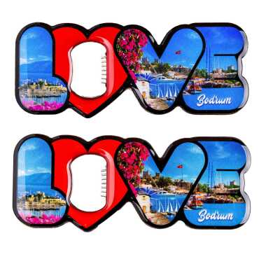 Bodrum Temalı Myros Metal Love Açacak Magnet 114x47 mm - 2