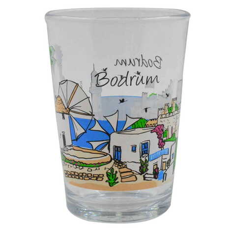 Toptan Bodrum Temalı Myros Renkli Baskılı Su Bardağı - 1