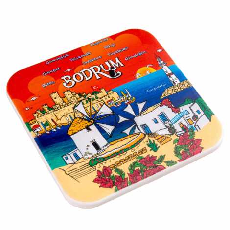Bodrum Temalı MYROS UV KARE BARDAKALTI 100 MM - 3
