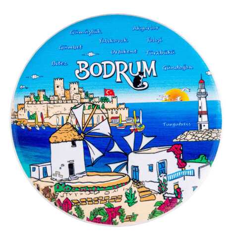 Bodrum Temalı MYROS UV YUVARLAK BARDAKALTI 110 MM - 2