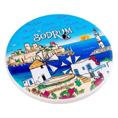Bodrum Temalı MYROS UV YUVARLAK BARDAKALTI 110 MM - 4