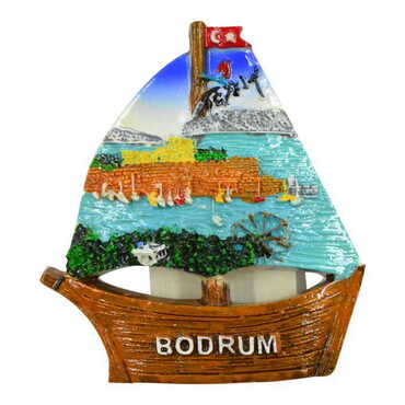 Myros - Bodrum Temalı Polyester Bodrum Yelkenli Magnet