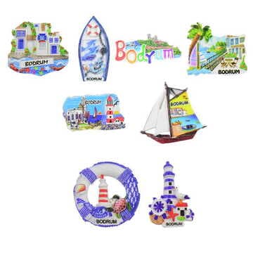 Bodrum Themed Polyester UV Printed Stoned And Nacrous Fridge Magnet - 3