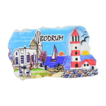 Bodrum Themed Polyester UV Printed Stoned And Nacrous Fridge Magnet - 4