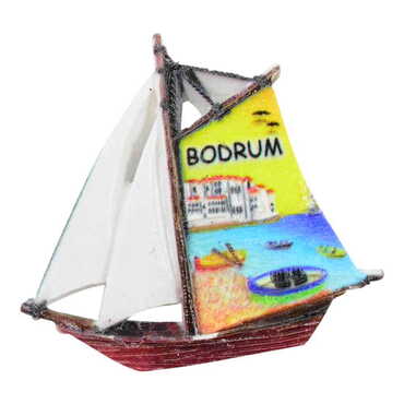 Bodrum Themed Polyester UV Printed Stoned And Nacrous Fridge Magnet - 8
