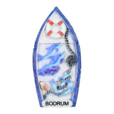 Bodrum Themed Polyester UV Printed Stoned And Nacrous Fridge Magnet - 10