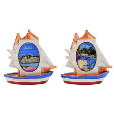 Toptan Bodrum Temalı Polyester Yelkenli Myros Gemi Biblo - 4