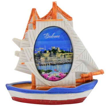 Toptan Bodrum Temalı Polyester Yelkenli Myros Gemi Biblo - 5