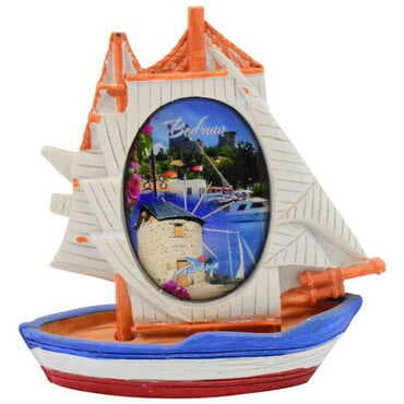 Toptan Bodrum Temalı Polyester Yelkenli Myros Gemi Biblo - 6
