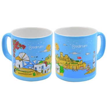 Bodrum Themed Customised Serigraphy Printed Ceramic Mug 82x90 mm