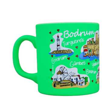 Toptan Bodrum Temalı Seramik Renkli Baskılı Kupa Model B 82x90 mm - 13