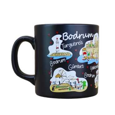 Wholesale Bodrum Themed Ceramic Colorful Printed Mug Model B 82x90 mm - 9