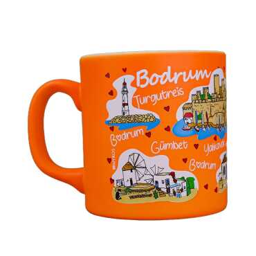 Wholesale Bodrum Themed Ceramic Colorful Printed Mug Model B 82x90 mm - 12