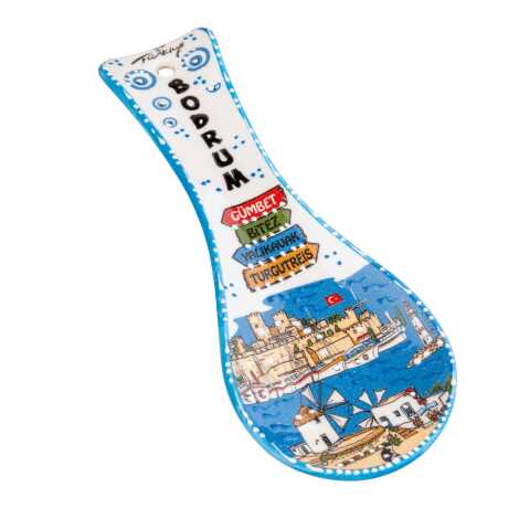 Bodrum Temalı Seramik Serigrafi Kaşık Altlığı - 2